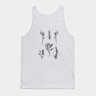 Botanical Tattoo style, forestcore, best friend gift, flower tshirt Tank Top